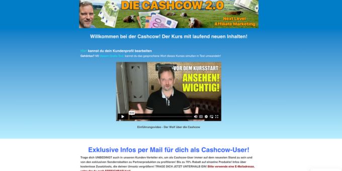Zweit bester Affiliate Marketing Kurs: Die Cashcow 2.0 von Wolfgang Mayr